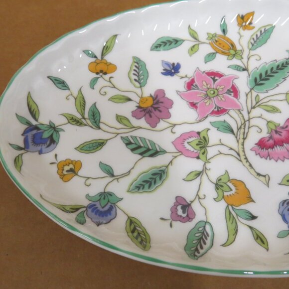 Vintage Bone China Minton Haddon Hall Oval Trinket Dish 8.5" Floral Pattern - Picture 3 of 6